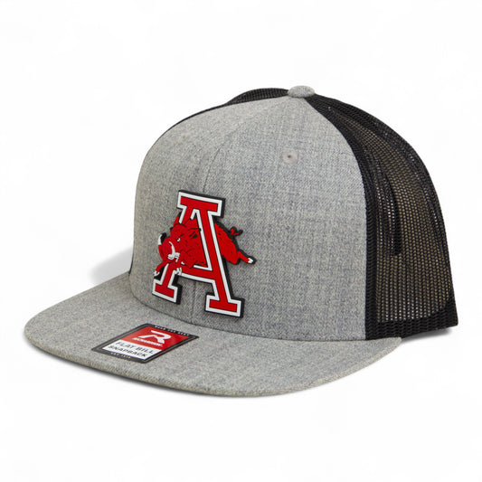 Arkansas Razorbacks Jumping Hog 3D Wool Blend Flat Bill Hat- Heather Grey/ Black