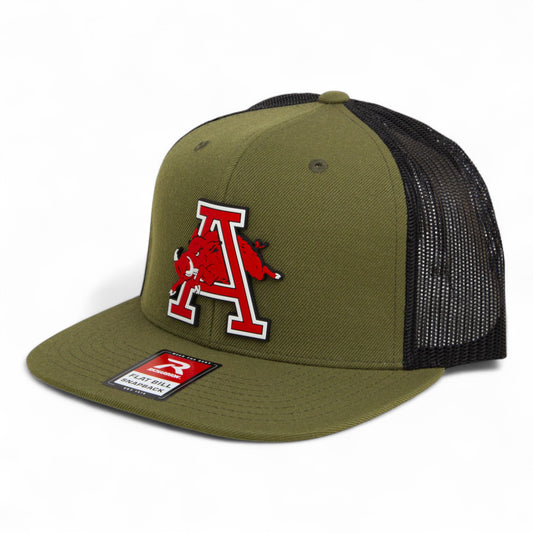 Arkansas Razorbacks Jumping Hog 3D Wool Blend Flat Bill Hat- Loden/ Black