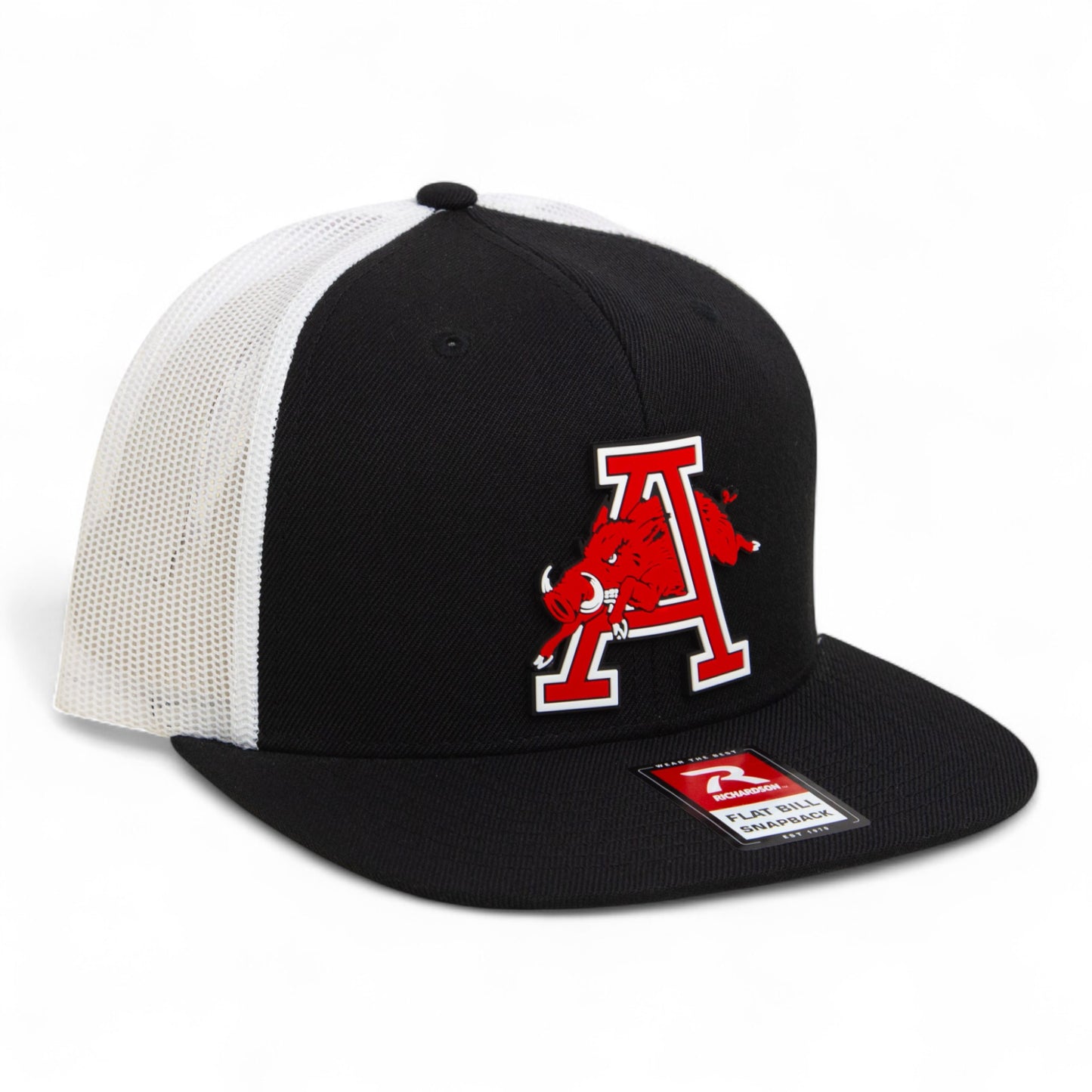Arkansas Razorbacks Jumping Hog 3D Wool Blend Flat Bill Hat- Black/ White