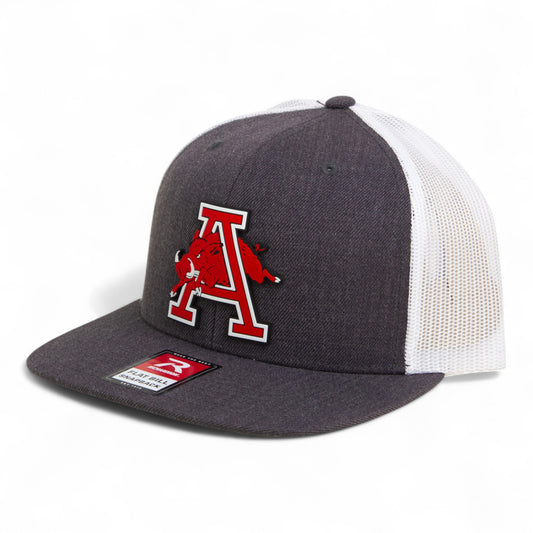 Arkansas Razorbacks Jumping Hog 3D Wool Blend Flat Bill Hat- Heather Charcoal/ White
