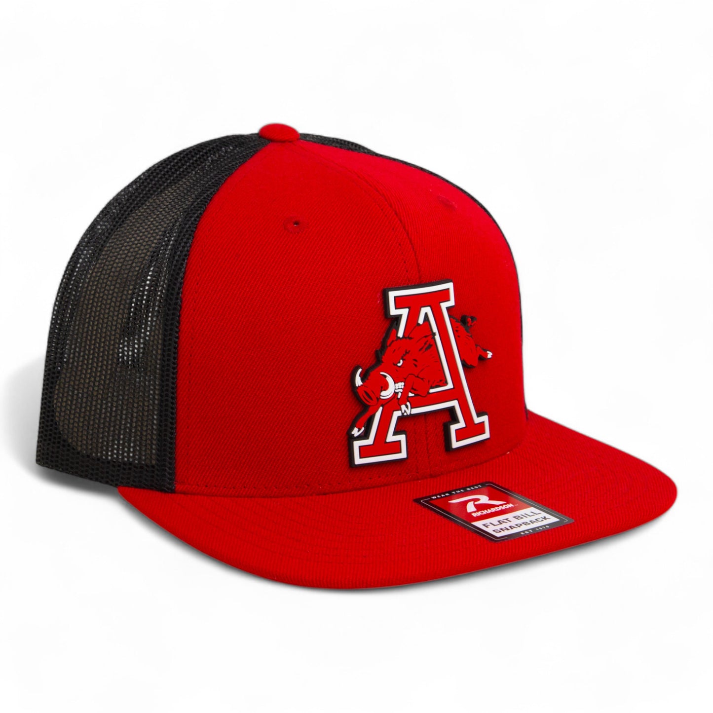 Arkansas Razorbacks Jumping Hog 3D Wool Blend Flat Bill Hat- Red/ Black