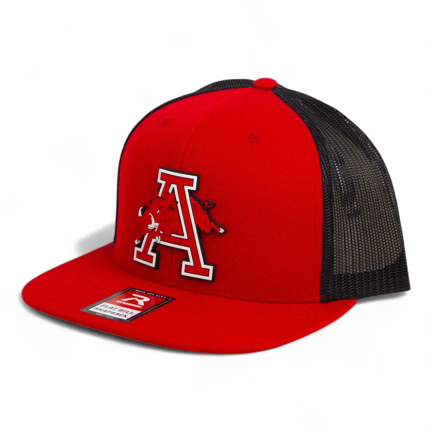 Arkansas Razorbacks Jumping Hog 3D Wool Blend Flat Bill Hat- Red/ Black