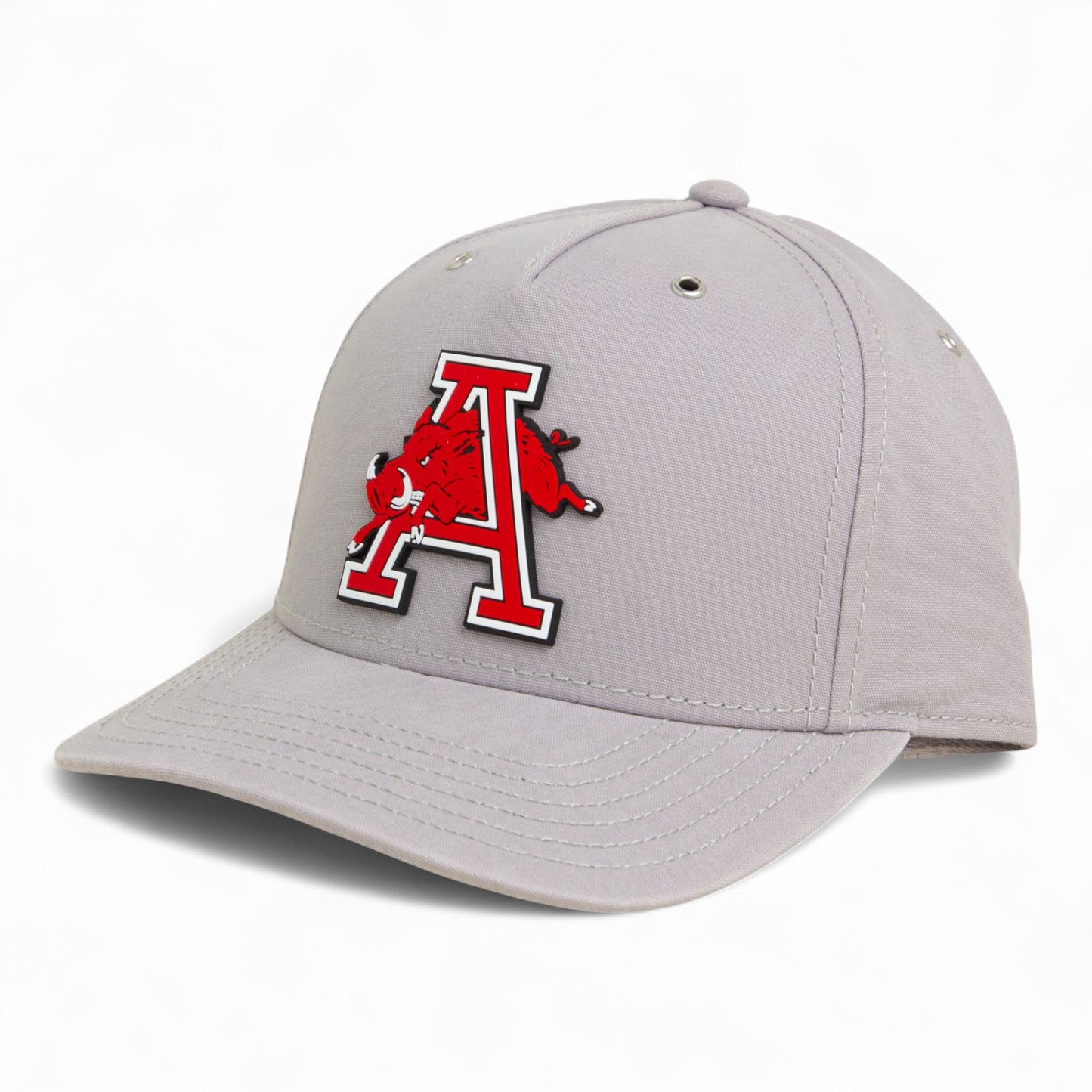 Arkansas Razorbacks Jumping Hog 3D Snapback Canvas Hat- Grey