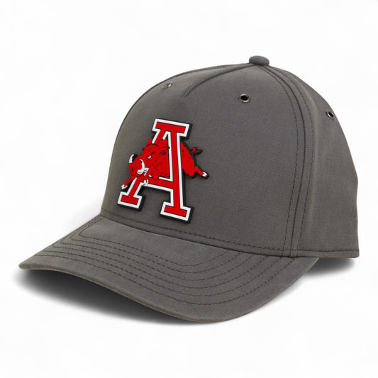 Arkansas Razorbacks Jumping Hog 3D Snapback Canvas Hat- Charcoal