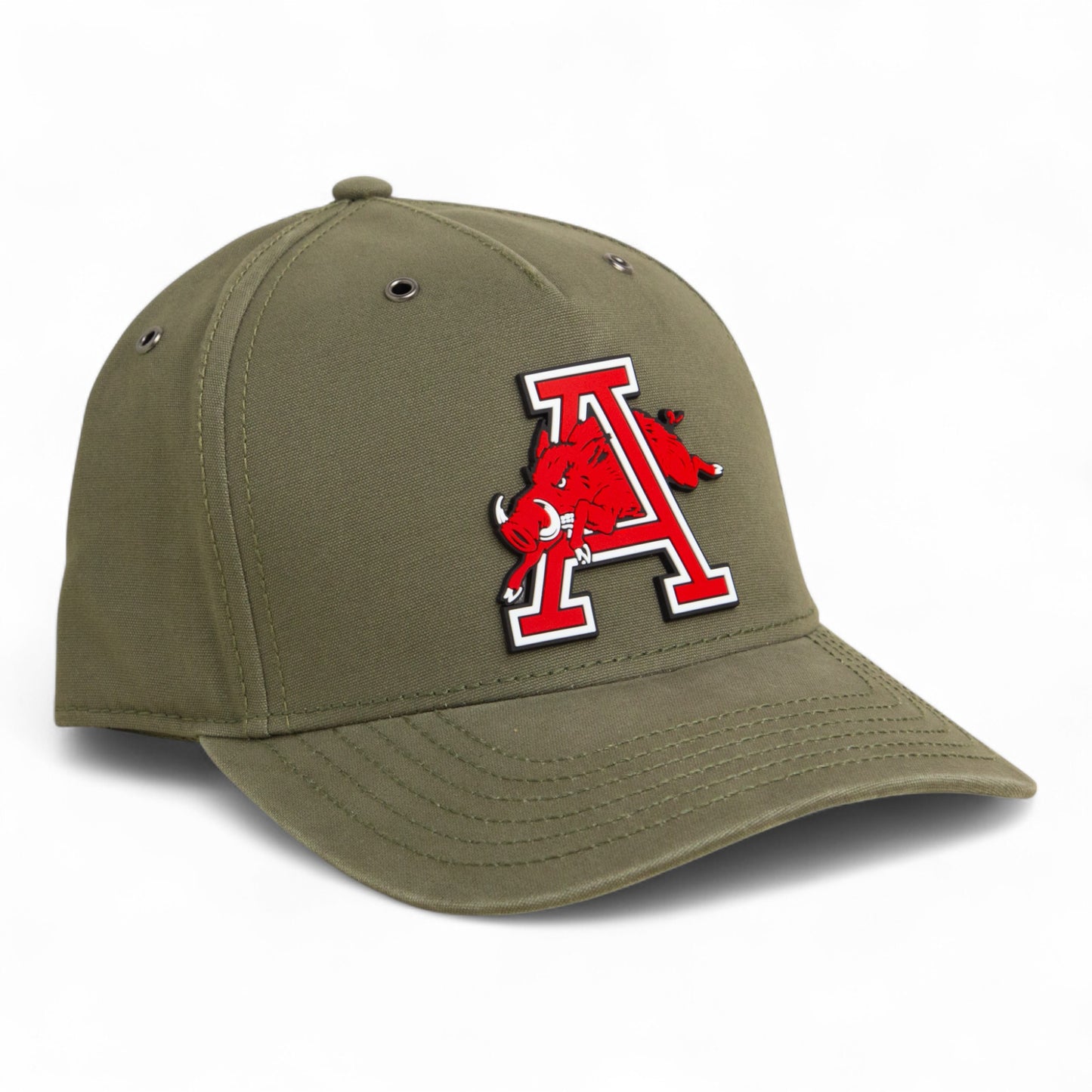 Arkansas Razorbacks Jumping Hog 3D Snapback Canvas Hat- Olive