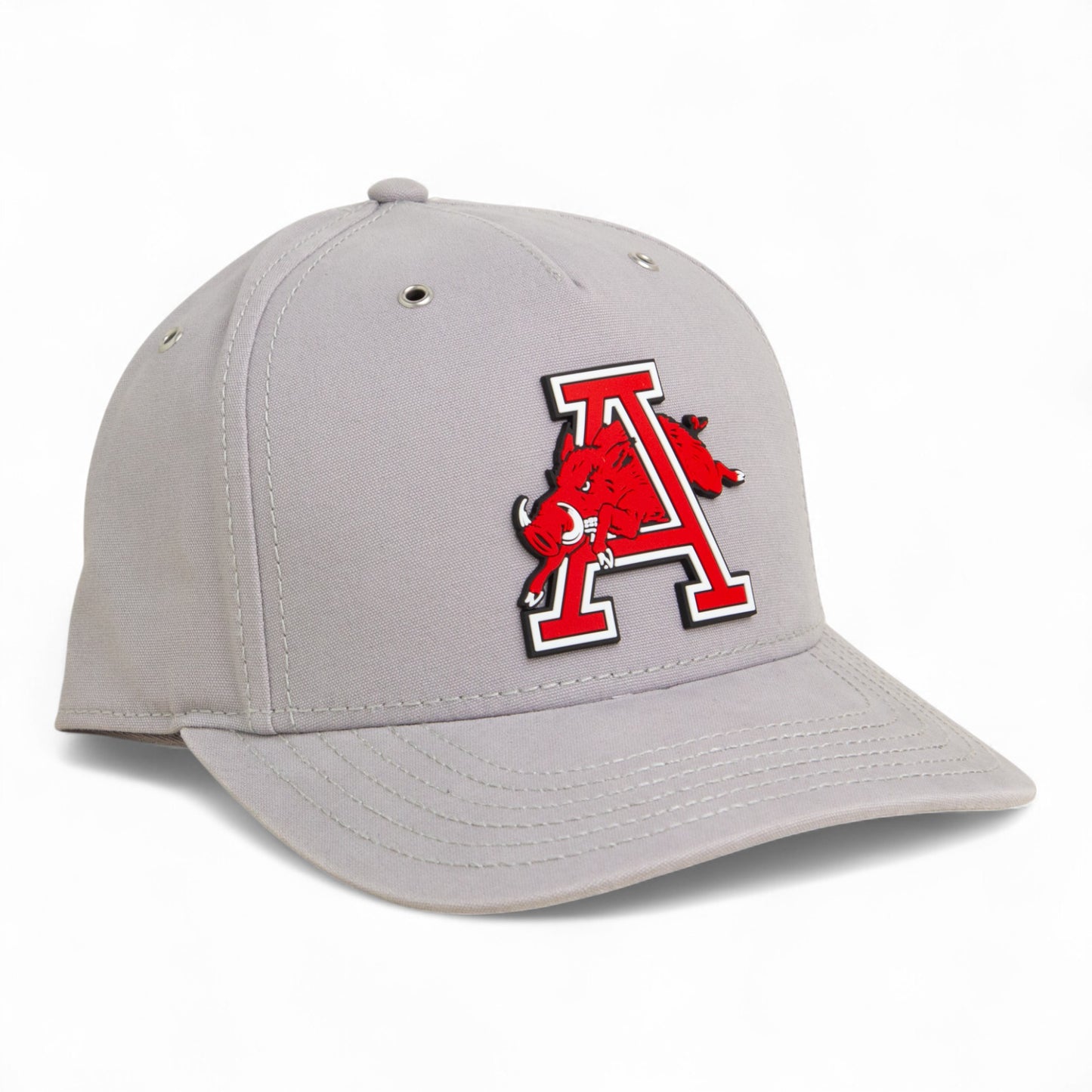 Arkansas Razorbacks Jumping Hog 3D Snapback Canvas Hat- Grey