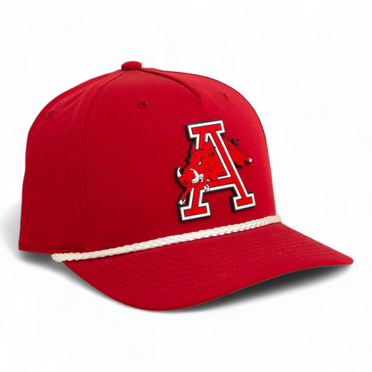 Arkansas Razorbacks Jumping Hog 3D Five Panel Classic Rope Hat- Red/ White