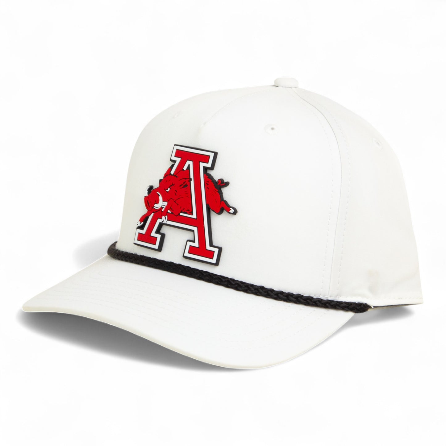 Arkansas Razorbacks Jumping Hog 3D Five Panel Classic Rope Hat- White/ Black