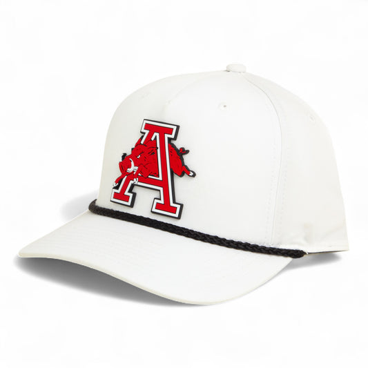 Arkansas Razorbacks Jumping Hog 3D Five Panel Classic Rope Hat- White/ Black