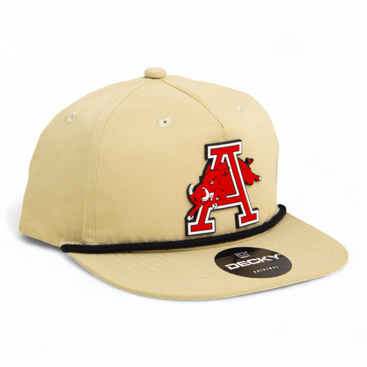 Arkansas Razorbacks Jumping Hog 3D Classic Rope Hat- Birch/ Black