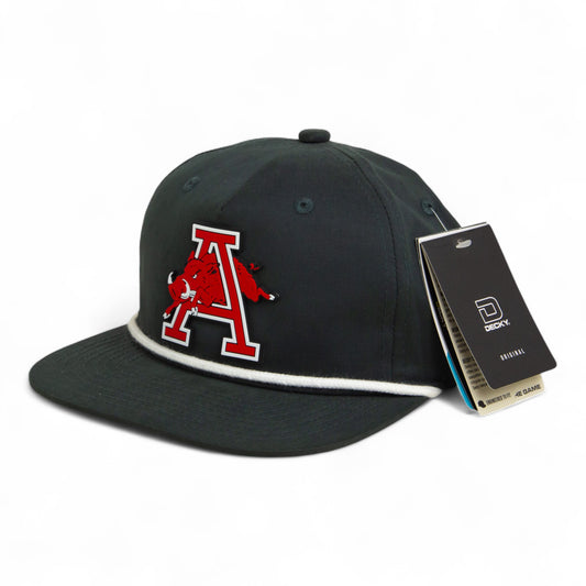 Arkansas Razorbacks Jumping Hog 3D Classic Rope Hat- Charcoal/ White