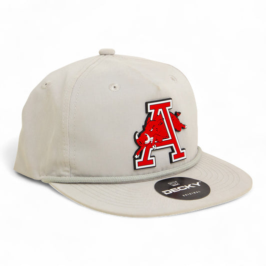 Arkansas Razorbacks Jumping Hog 3D Classic Rope Hat- Grey