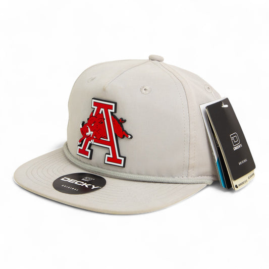 Arkansas Razorbacks Jumping Hog 3D Classic Rope Hat- Grey