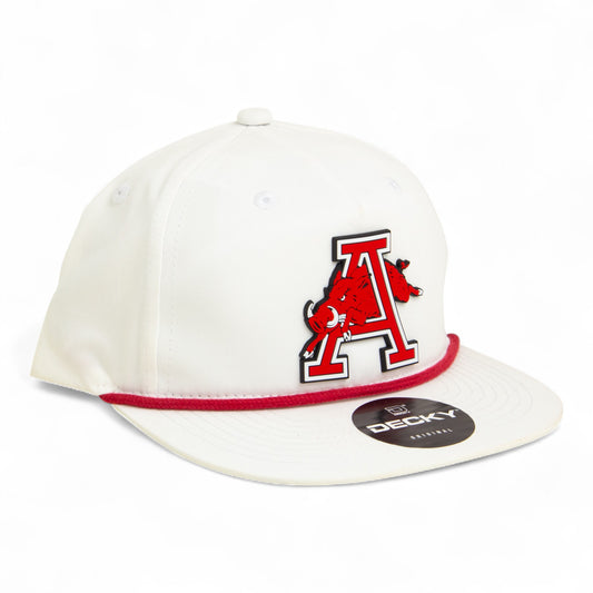 Arkansas Razorbacks Jumping Hog 3D Classic Rope Hat- White/ Red