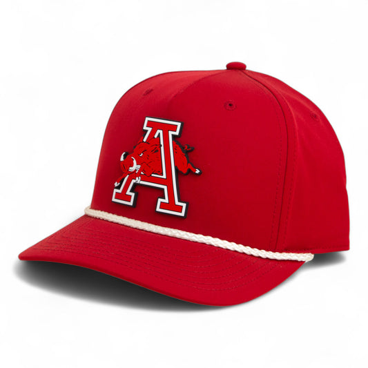 Arkansas Razorbacks Jumping Hog 3D Five Panel Classic Rope Hat- Red/ White