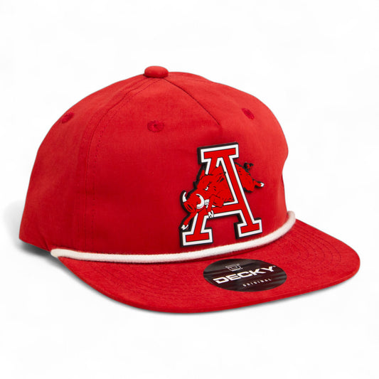 Arkansas Razorbacks Jumping Hog 3D Classic Rope Hat- Red/ White