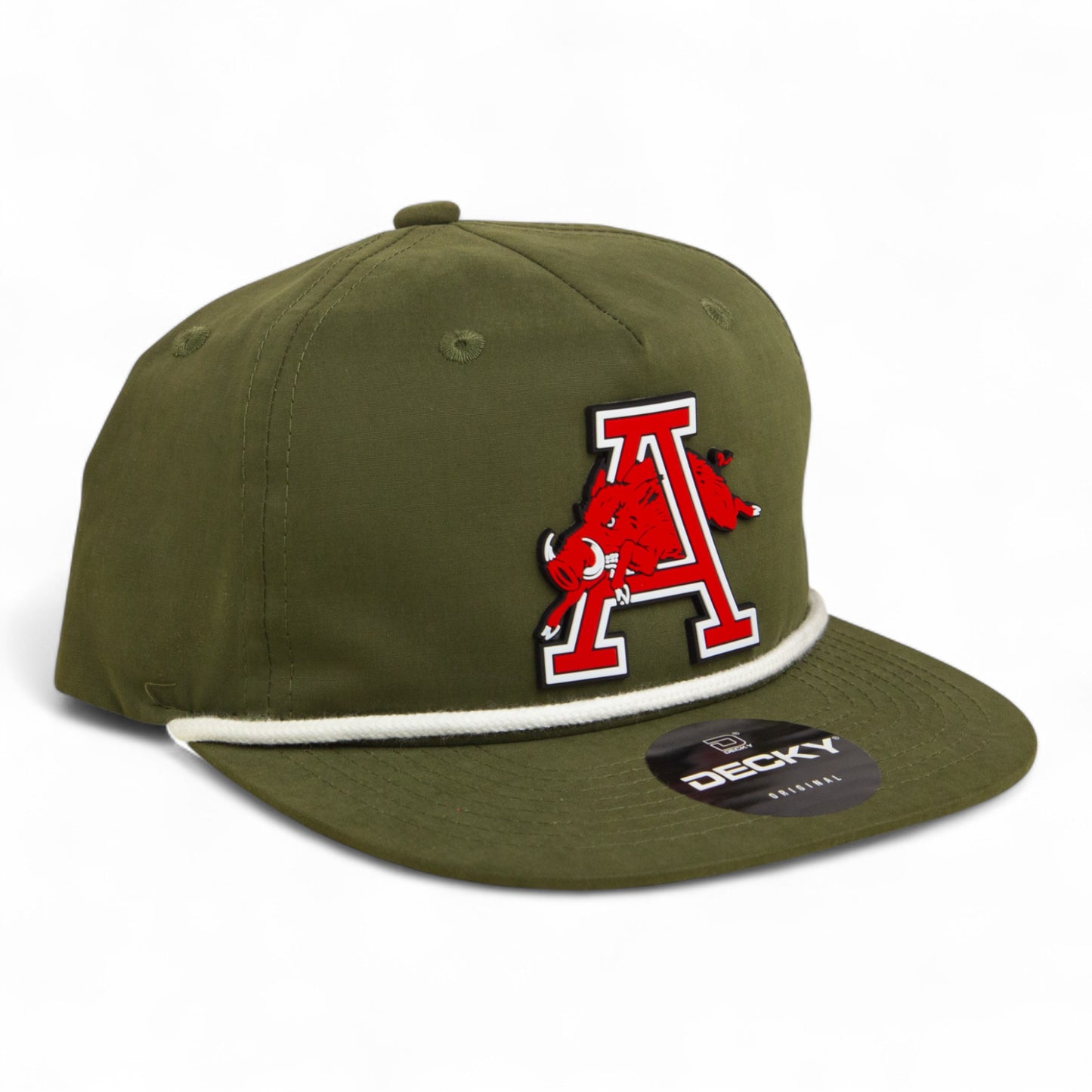 Arkansas Razorbacks Jumping Hog 3D Classic Rope Hat- Olive/ White