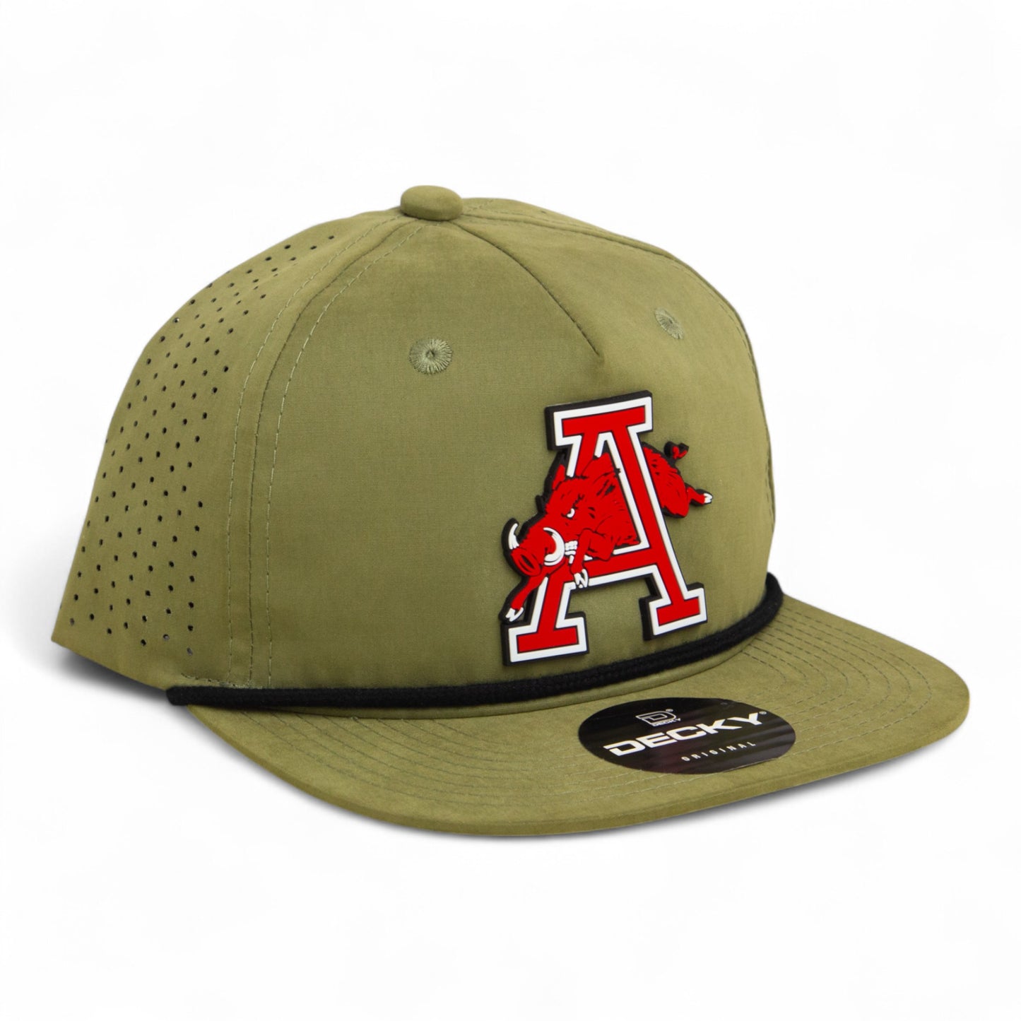 Arkansas Razorbacks Jumping Hog 3D Perforated Rope Hat- Loden/ Black