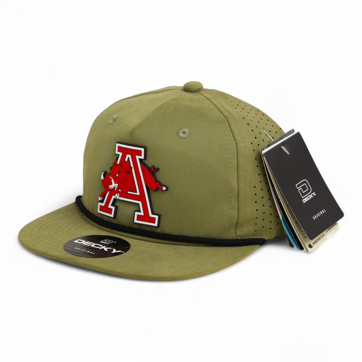 Arkansas Razorbacks Jumping Hog 3D Perforated Rope Hat- Loden/ Black