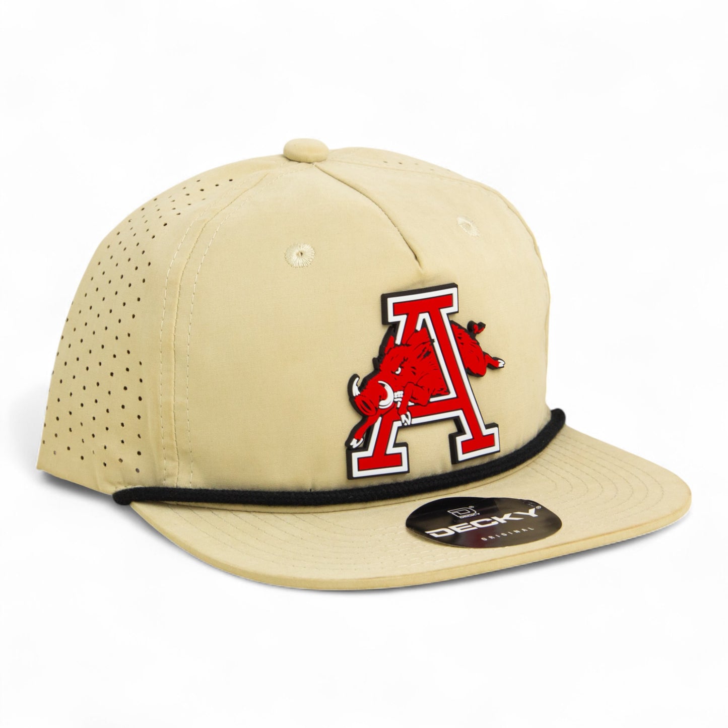 Arkansas Razorbacks Jumping Hog 3D Perforated Rope Hat- Birch/ Black