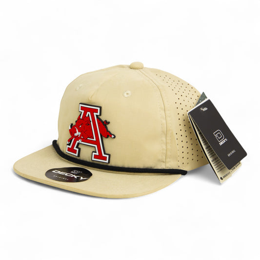 Arkansas Razorbacks Jumping Hog 3D Perforated Rope Hat- Birch/ Black