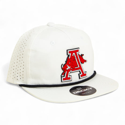 Arkansas Razorbacks Jumping Hog 3D Perforated Rope Hat- White/ Black