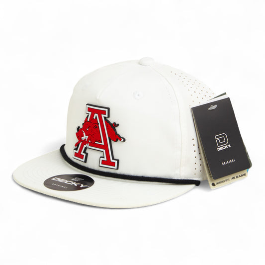 Arkansas Razorbacks Jumping Hog 3D Perforated Rope Hat- White/ Black