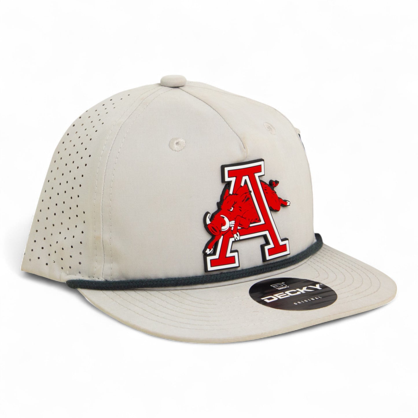 Arkansas Razorbacks Jumping Hog 3D Perforated Rope Hat- Grey/ Charcoal