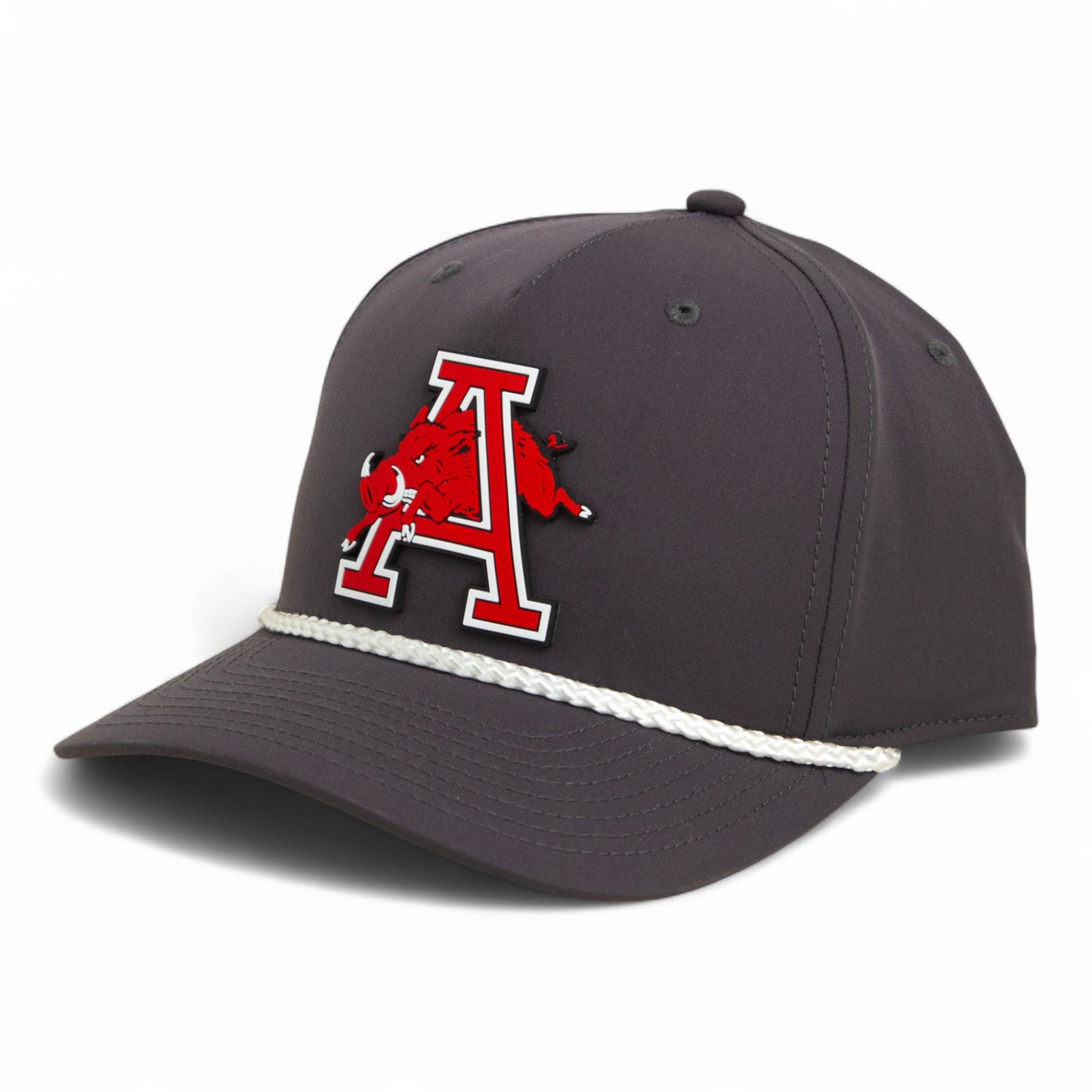 Arkansas Razorbacks Jumping Hog 3D Five Panel Classic Rope Hat- Charcoal/ White
