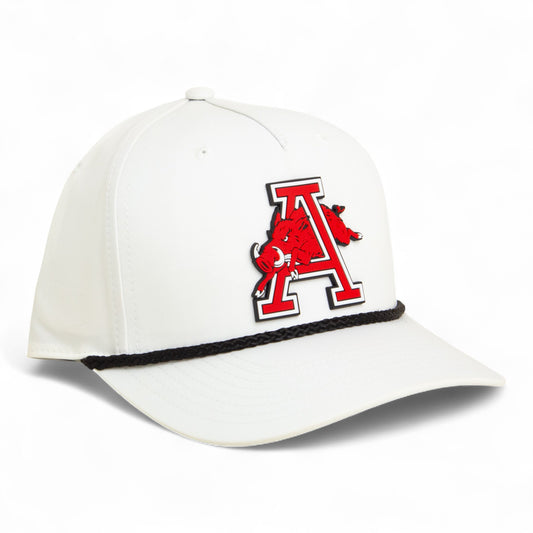 Arkansas Razorbacks Jumping Hog 3D Five Panel Classic Rope Hat- White/ Black