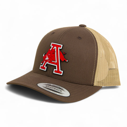 Arkansas Razorbacks Jumping Hog 3D YP Snapback Trucker Hat- Brown/ Tan