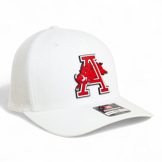 Arkansas Razorbacks Jumping Hog 3D Snapback Trucker Hat- White