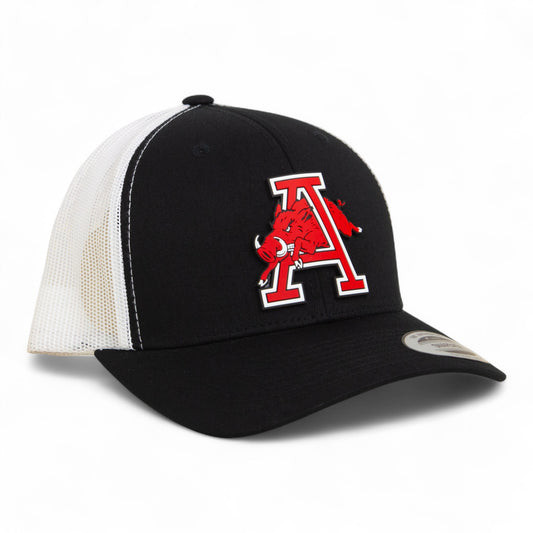 Arkansas Razorbacks Jumping Hog 3D YP Snapback Trucker Hat- Black/ White