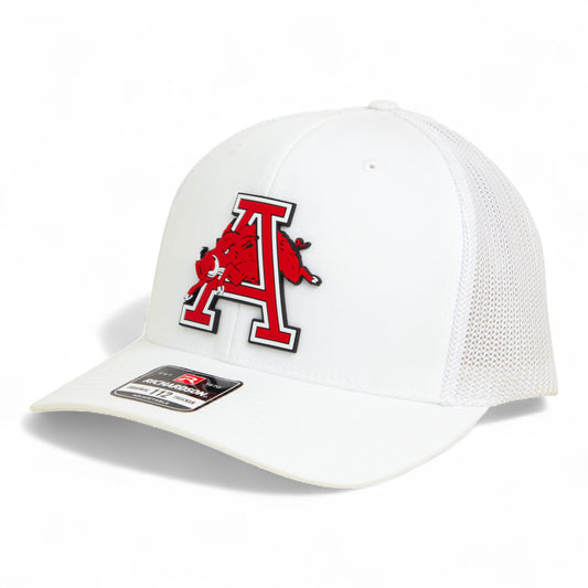 Arkansas Razorbacks Jumping Hog 3D Snapback Trucker Hat- White