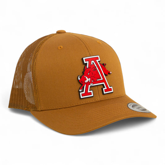 Arkansas Razorbacks Jumping Hog 3D YP Snapback Trucker Hat- Caramel
