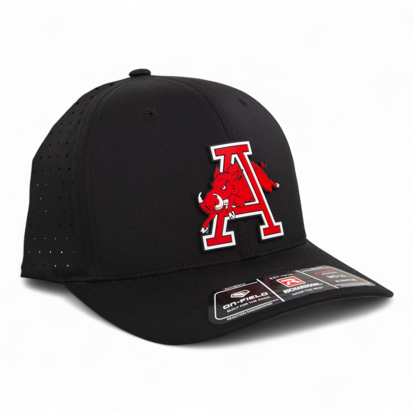 Arkansas Razorbacks Jumping Hog 3D Laser Perf R-Flex Cap- Black