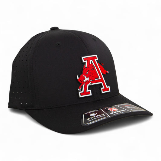 Arkansas Razorbacks Jumping Hog 3D Laser Perf R-Flex Cap- Black