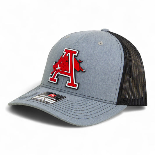 Arkansas Razorbacks Jumping Hog 3D Snapback Trucker Hat- Heather Grey/ Black
