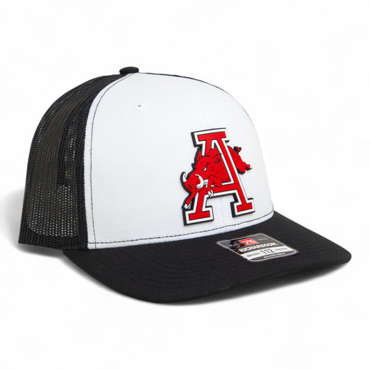 Arkansas Razorbacks Jumping Hog 3D Snapback Trucker Hat- White/ Black