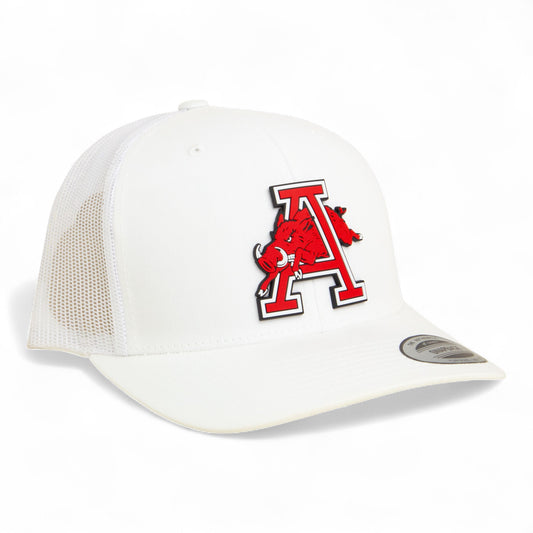 Arkansas Razorbacks Jumping Hog 3D YP Snapback Trucker Hat- White