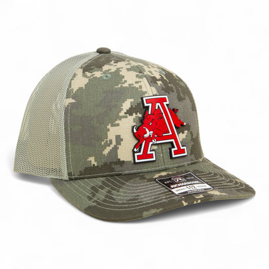 Arkansas Razorbacks Jumping Hog 3D Snapback Trucker Hat- Military Digital Camo