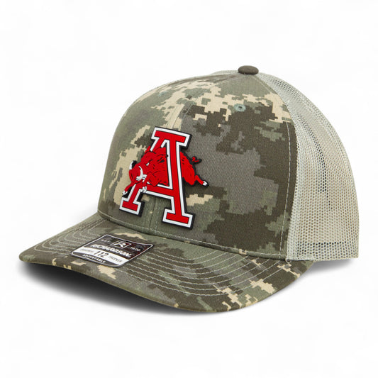 Arkansas Razorbacks Jumping Hog 3D Snapback Trucker Hat- Military Digital Camo
