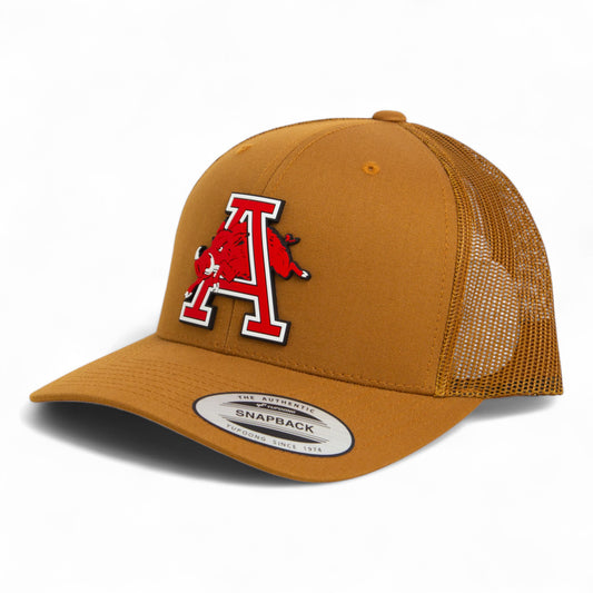 Arkansas Razorbacks Jumping Hog 3D YP Snapback Trucker Hat- Caramel