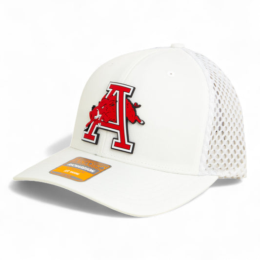 Arkansas Razorbacks Jumping Hog 3D Snapback Tilikum Trucker Hat- White