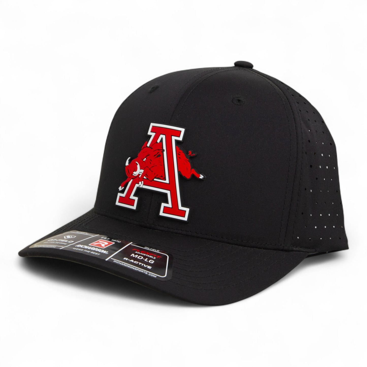 Arkansas Razorbacks Jumping Hog 3D Laser Perf R-Flex Cap- Black