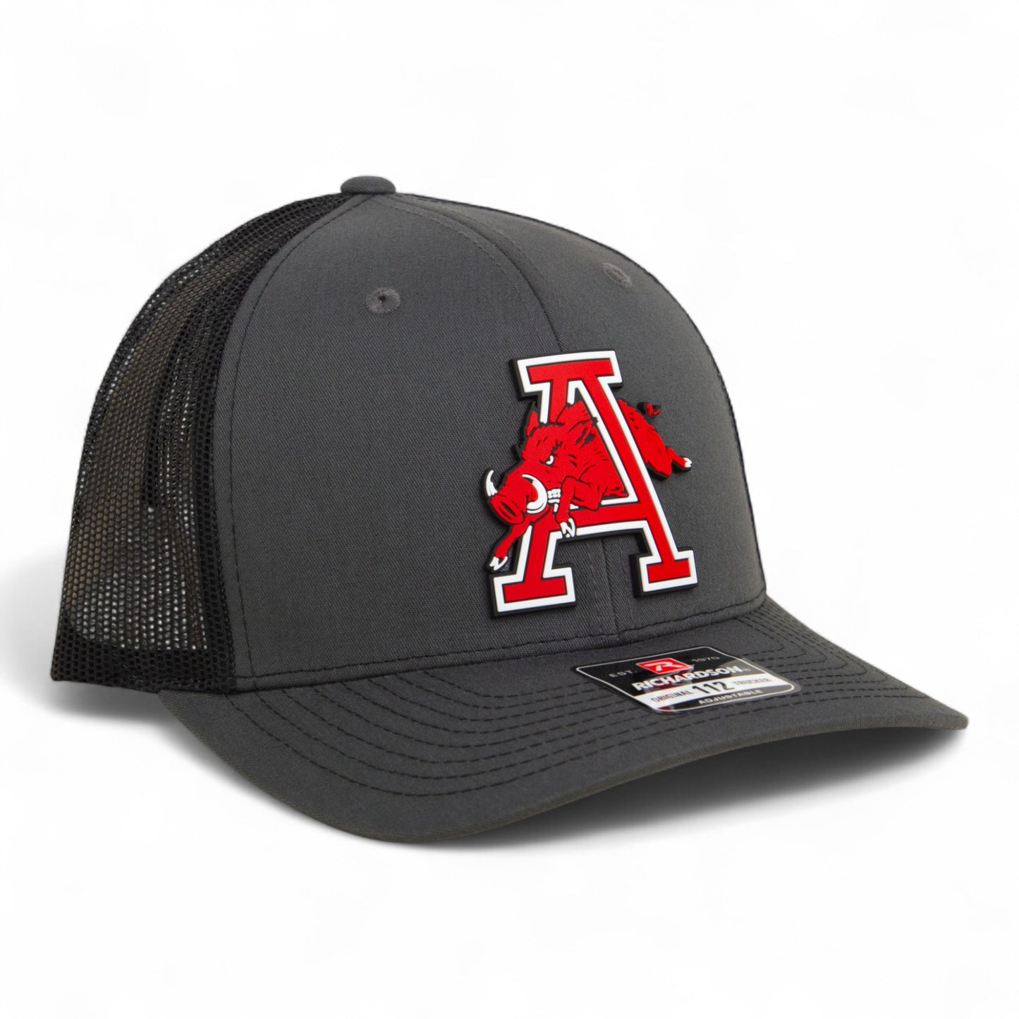 Arkansas Razorbacks Jumping Hog 3D Snapback Trucker Hat- Charcoal/ Black