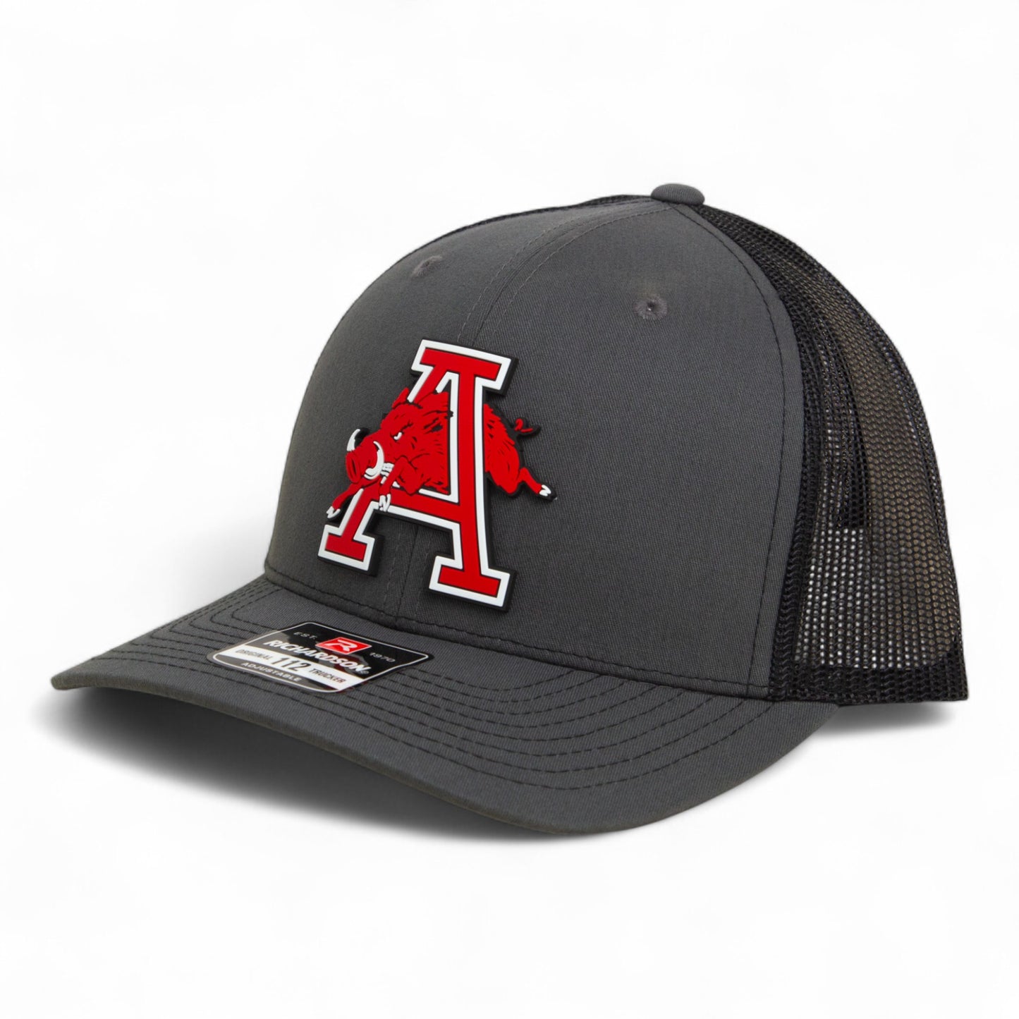 Arkansas Razorbacks Jumping Hog 3D Snapback Trucker Hat- Charcoal/ Black