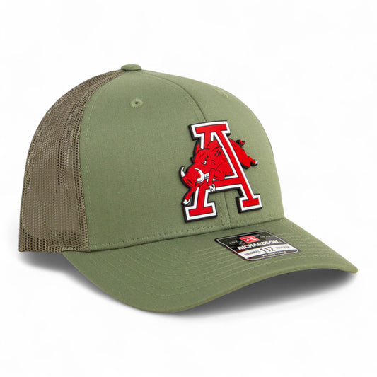 Arkansas Razorbacks Jumping Hog 3D Snapback Trucker Hat- Loden Green