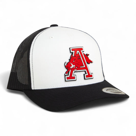 Arkansas Razorbacks Jumping Hog 3D YP Snapback Trucker Hat- White/ Black