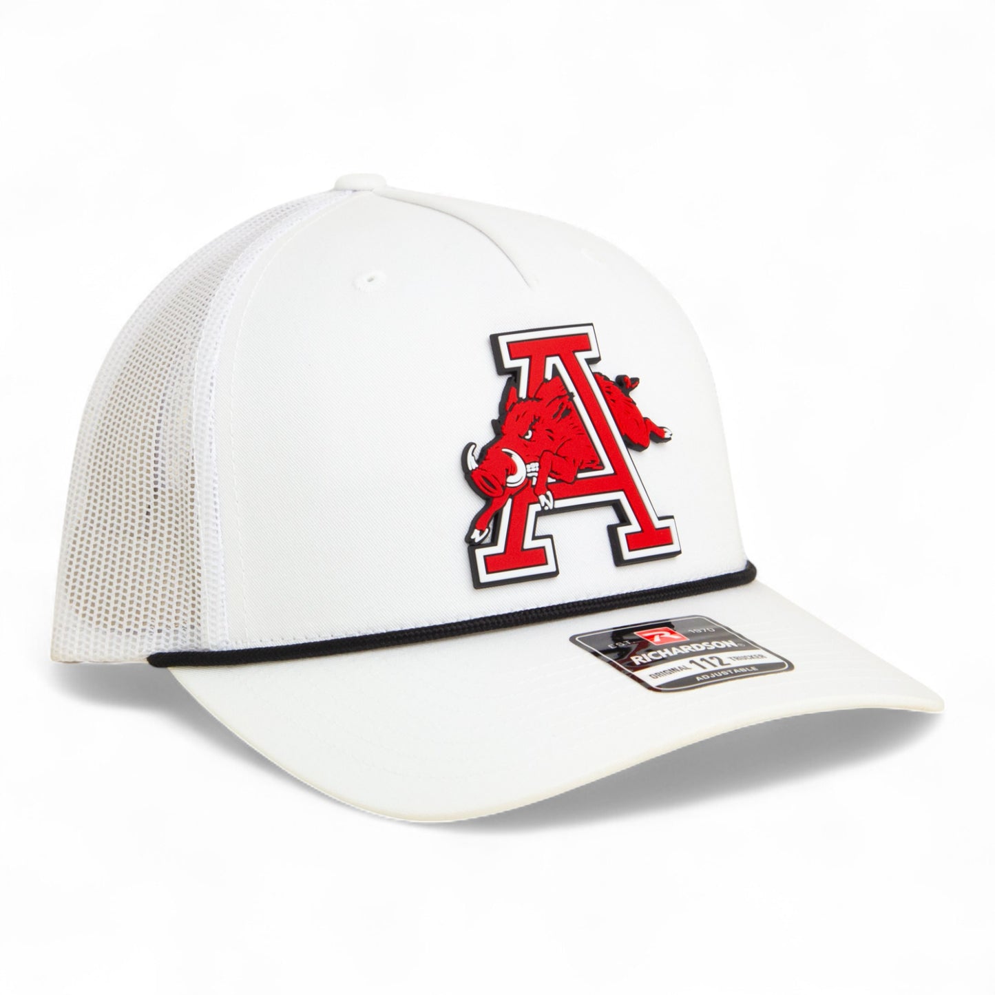 Arkansas Razorbacks Jumping Hog 3D Snapback Trucker Rope Hat- White/ Black